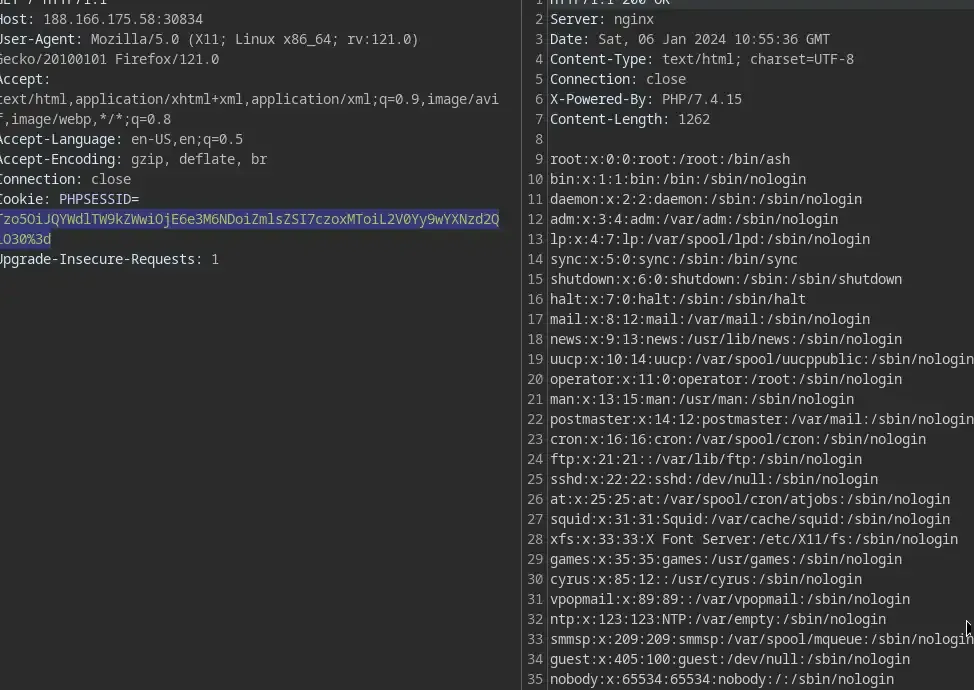 Content of /etc/passwd